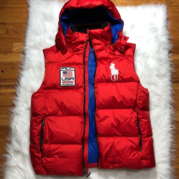 men's big pony alpine ski down puffer vest